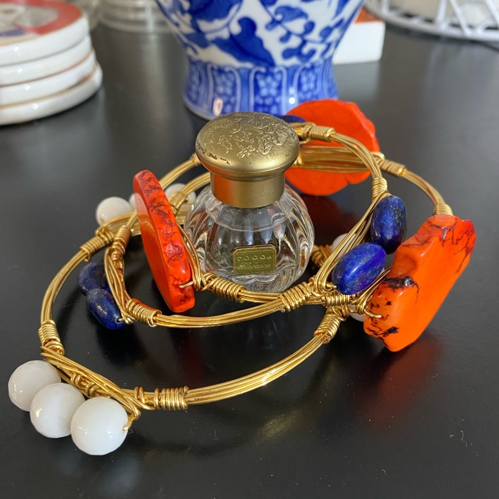Gold and Orange Beaded Women's Bracelet